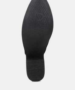 Rag & Co PALMA Black Stacked Heel Mules