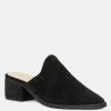 Rag & Co PALMA Black Stacked Heel Mules