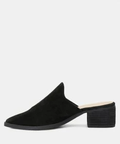 Rag & Co PALMA Black Stacked Heel Mules