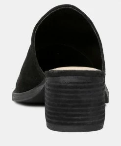 Rag & Co PALMA Black Stacked Heel Mules