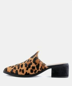 Rag & Co PALMA Leopard Print Stacked Heel Mules