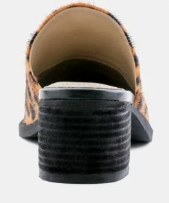 Rag & Co PALMA Leopard Print Stacked Heel Mules