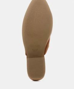 Rag & Co PALMA Tan Stacked Heel Mules