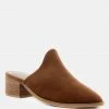 Rag & Co PALMA Tan Stacked Heel Mules
