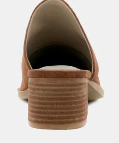 Rag & Co PALMA Tan Stacked Heel Mules