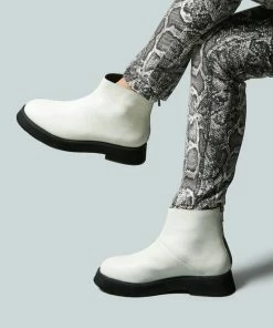 Rag & Co X PALTROW Zip-up White Ankle Boot Boots
