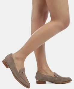 Rag & Co PAULINA Taupe Suede Slip-on Loafers Loafers & Ballerinas