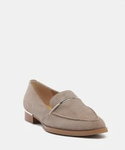 Rag & Co PAULINA Taupe Suede Slip-on Loafers Loafers & Ballerinas