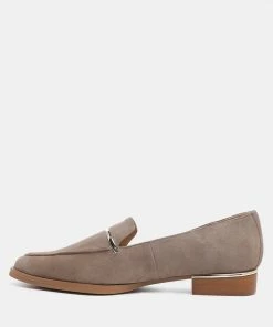 Rag & Co PAULINA Taupe Suede Slip-on Loafers Loafers & Ballerinas