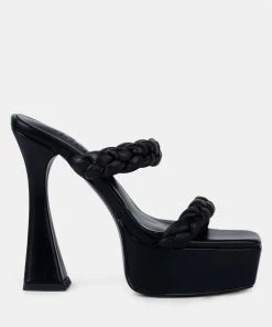 Rag & Co PIN-UP Black Braided High Heel Sandals