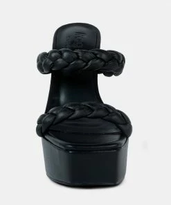 Rag & Co PIN-UP Black Braided High Heel Sandals
