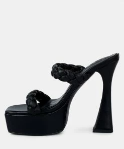 Rag & Co PIN-UP Black Braided High Heel Sandals