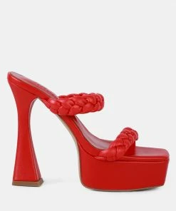 Rag & Co PIN-UP Red Braided High Heel Sandals