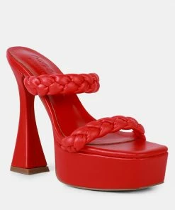 Rag & Co PIN-UP Red Braided High Heel Sandals
