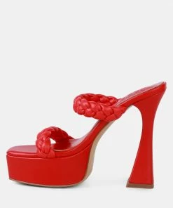 Rag & Co PIN-UP Red Braided High Heel Sandals
