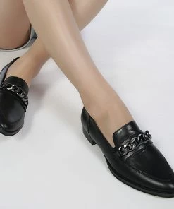 Rag & Co Loafers & Ballerinas POLA Black Leather Horsebit Loafers