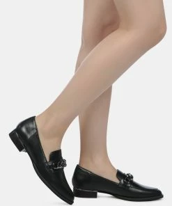 Rag & Co Loafers & Ballerinas POLA Black Leather Horsebit Loafers