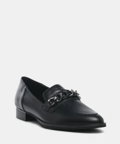 Rag & Co Loafers & Ballerinas POLA Black Leather Horsebit Loafers