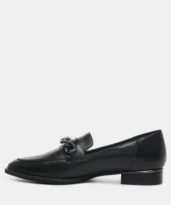 Rag & Co Loafers & Ballerinas POLA Black Leather Horsebit Loafers