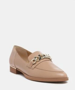 Rag & Co POLA Nude Leather Horsebit Loafers Loafers & Ballerinas