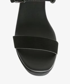 Rag & Co PORTIA Leather Wedge Sandal In Black