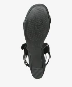 Rag & Co PORTIA Leather Wedge Sandal In Black