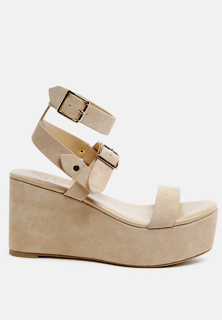 Rag & Co PORTIA Leather Wedge Sandal In Nude 4 Rag & Co PORTIA Leather Wedge Sandal In Nude