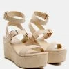 Rag & Co PORTIA Leather Wedge Sandal In Nude 1 Rag & Co PORTIA Leather Wedge Sandal In Nude