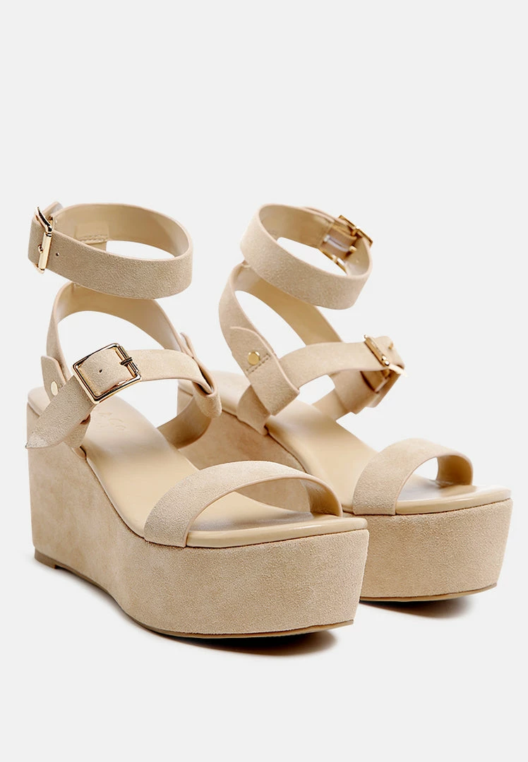 Rag & Co PORTIA Leather Wedge Sandal In Nude 3 Rag & Co PORTIA Leather Wedge Sandal In Nude