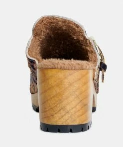Rag & Co PRUNUS Leopard Buckled Suede Round Toe Mule Clogs 12 Rag & Co PRUNUS Leopard Buckled Suede Round Toe Mule Clogs