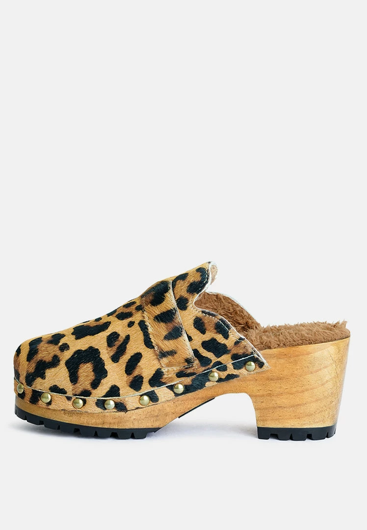 Rag & Co PRUNUS Leopard Buckled Suede Round Toe Mule Clogs 6 Rag & Co PRUNUS Leopard Buckled Suede Round Toe Mule Clogs