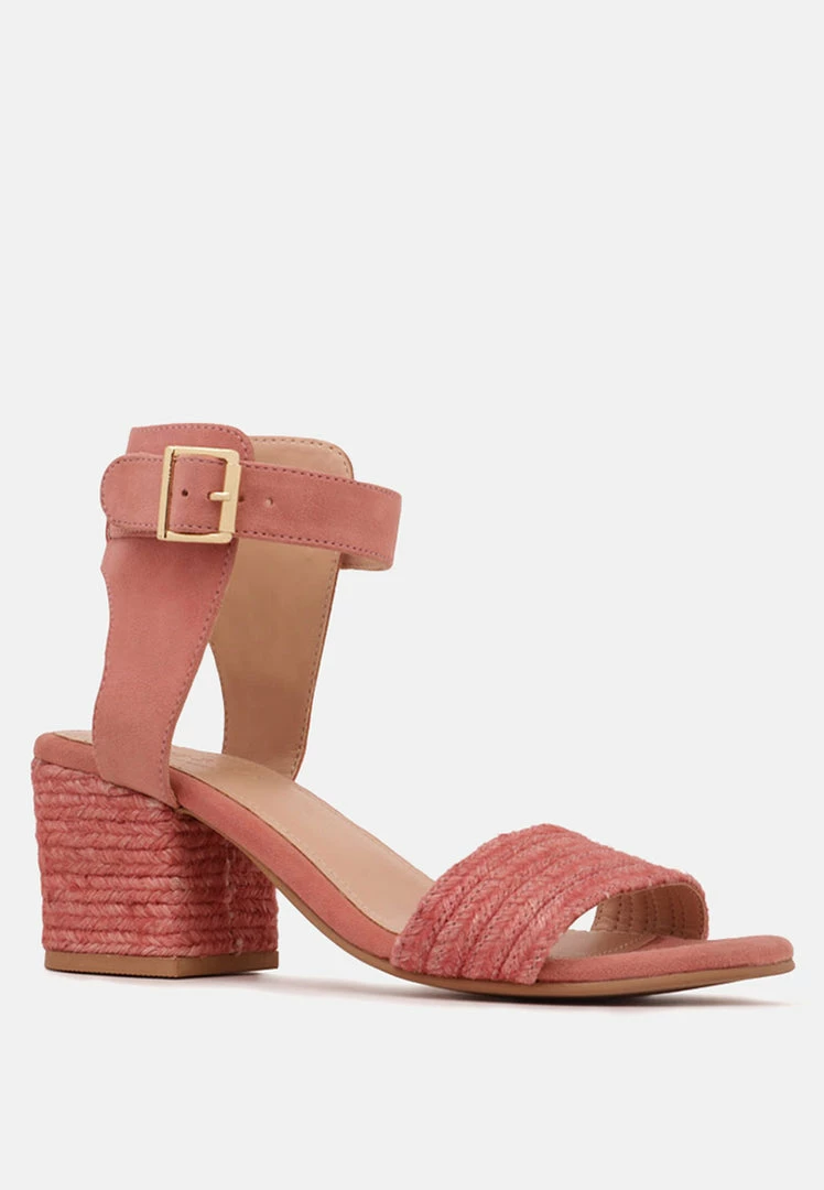 Rag & Co Sandals RAYNA Blush Braided Jute Strap And Suede Sandal 3 Rag & Co Sandals RAYNA Blush Braided Jute Strap And Suede Sandal