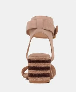 Rag & Co RAYNA Brown Braided Jute Strap And Suede Sandal Sandals