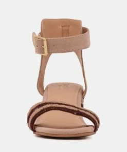Rag & Co RAYNA Brown Braided Jute Strap And Suede Sandal Sandals