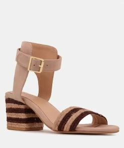 Rag & Co RAYNA Brown Braided Jute Strap And Suede Sandal Sandals