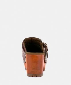 Rag & Co CHOCTAV Dark Tan Handcrafted Leather Clogs