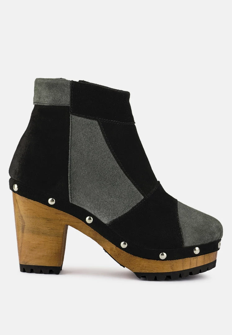Rag & Co HURON Grey Fine Suede Patchwork Ankle Boots 4 Rag & Co HURON Grey Fine Suede Patchwork Ankle Boots