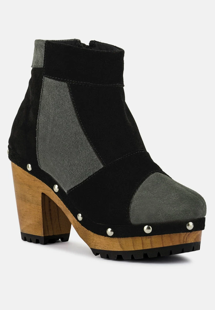 Rag & Co HURON Grey Fine Suede Patchwork Ankle Boots 3 Rag & Co HURON Grey Fine Suede Patchwork Ankle Boots
