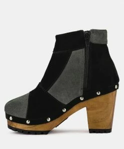 Rag & Co HURON Grey Fine Suede Patchwork Ankle Boots 12 Rag & Co HURON Grey Fine Suede Patchwork Ankle Boots
