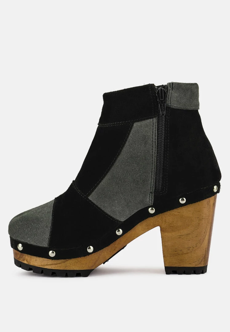 Rag & Co HURON Grey Fine Suede Patchwork Ankle Boots 6 Rag & Co HURON Grey Fine Suede Patchwork Ankle Boots