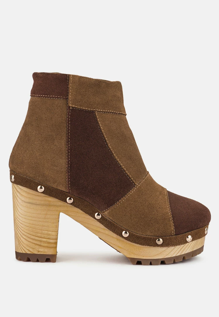 Rag & Co HURON Brown Fine Suede Patchwork Ankle Boots 4 Rag & Co HURON Brown Fine Suede Patchwork Ankle Boots