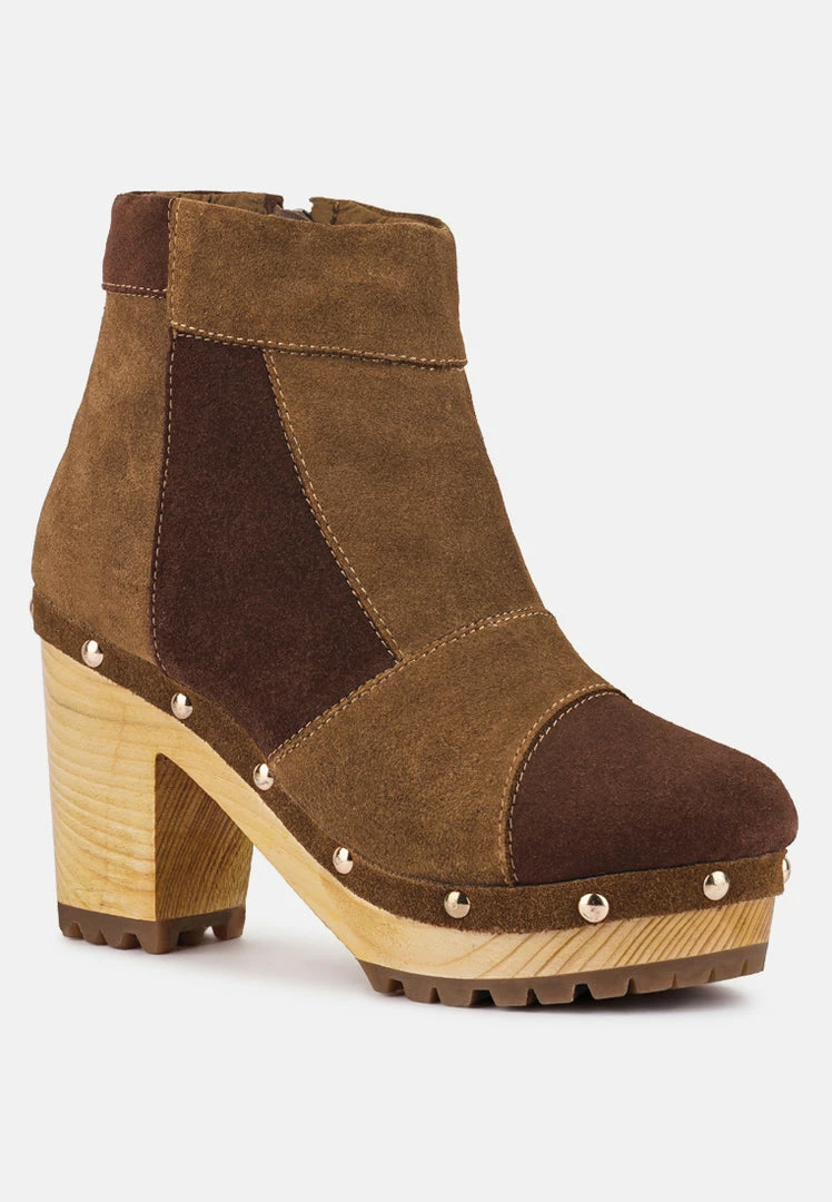 Rag & Co HURON Brown Fine Suede Patchwork Ankle Boots 3 Rag & Co HURON Brown Fine Suede Patchwork Ankle Boots