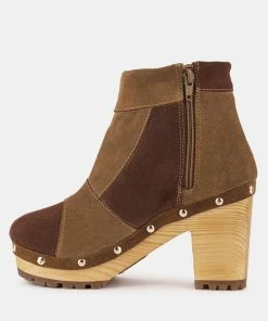 Rag & Co HURON Brown Fine Suede Patchwork Ankle Boots 12 Rag & Co HURON Brown Fine Suede Patchwork Ankle Boots