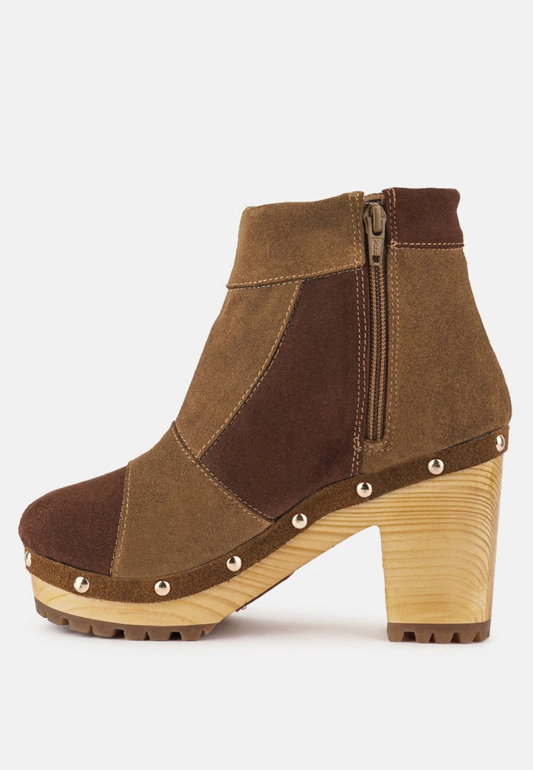 Rag & Co HURON Brown Fine Suede Patchwork Ankle Boots 6 Rag & Co HURON Brown Fine Suede Patchwork Ankle Boots