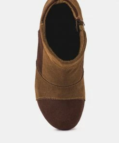 Rag & Co HURON Brown Fine Suede Patchwork Ankle Boots 14 Rag & Co HURON Brown Fine Suede Patchwork Ankle Boots