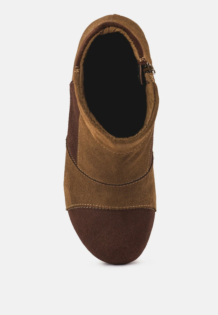 Rag & Co HURON Brown Fine Suede Patchwork Ankle Boots 8 Rag & Co HURON Brown Fine Suede Patchwork Ankle Boots