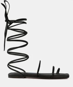 Rag & Co AMATHA Black Essential Toe Ring Summer Leather Flats