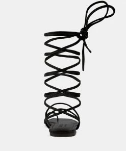 Rag & Co AMATHA Black Essential Toe Ring Summer Leather Flats