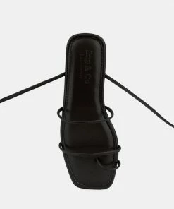 Rag & Co AMATHA Black Essential Toe Ring Summer Leather Flats