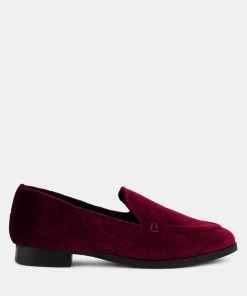 Rag & Co LUXE-LAP Burgundy Velvet Handcrafted Loafers